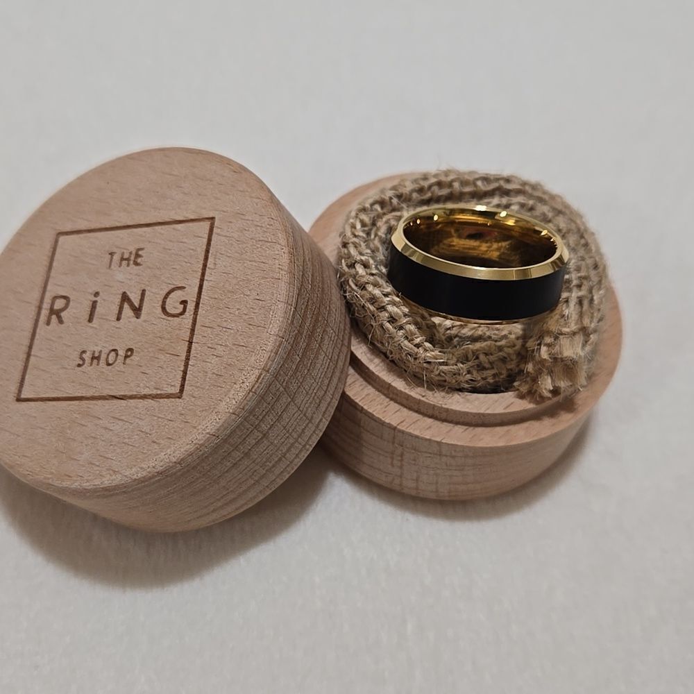 Gold and Black Tungsten Men's Ring - Picture 2 of 8